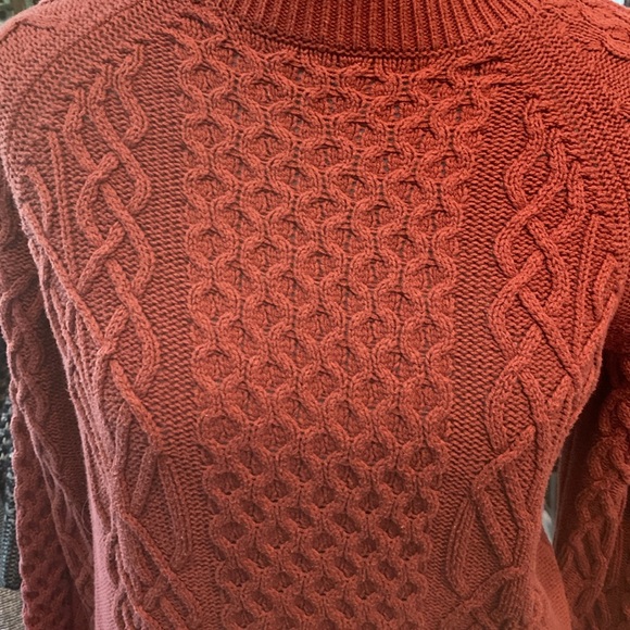 Preswick & Moore Deep Burnt Orange Cable Knit Turtleneck Sweater - Picture 2 of 5